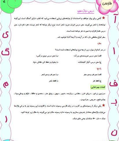 عکس درس ایران عزیز سوم دبستان