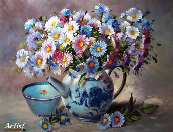 عکس گل برای نقاشی رنگ روغن