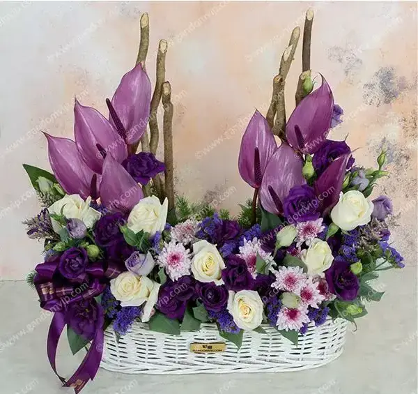 عکس سبد گل طبیعی زیبا