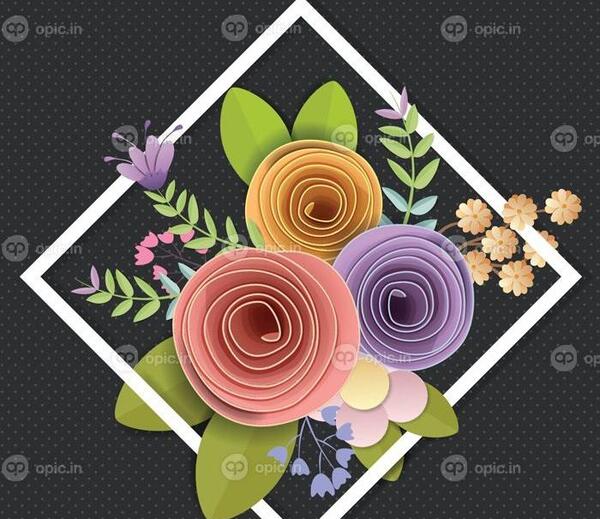عکس گل کاغذی کاردستی