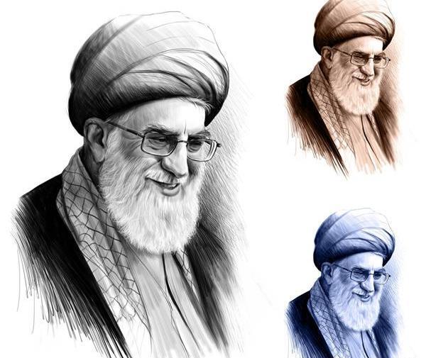 عکس سیاه سفید امام خامنه ای