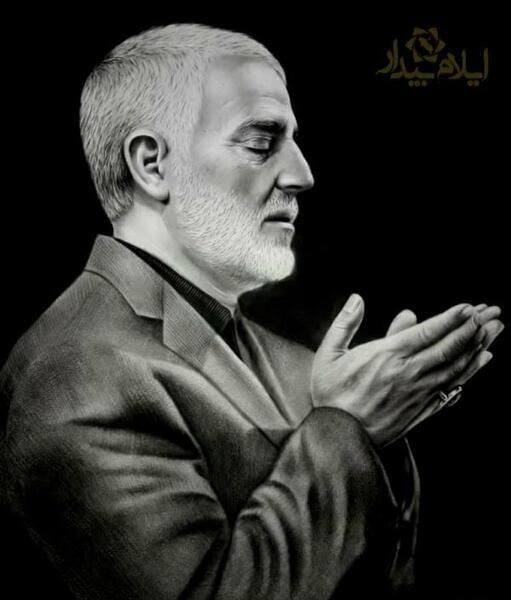 عکس نقاشی سیاه قلم سردار سلیمانی