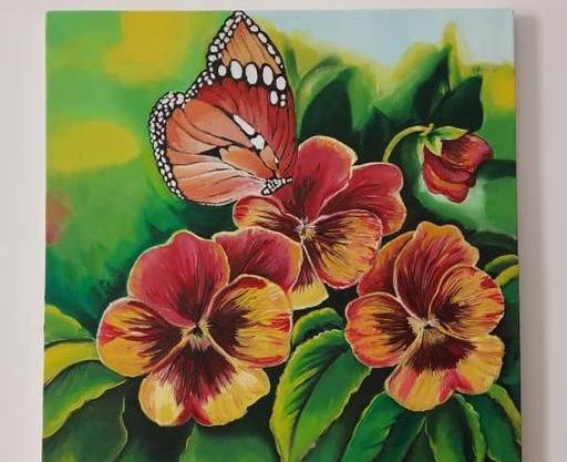 عکس گل و پروانه نقاشی