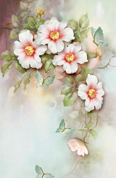 عکس گل و پروانه نقاشی