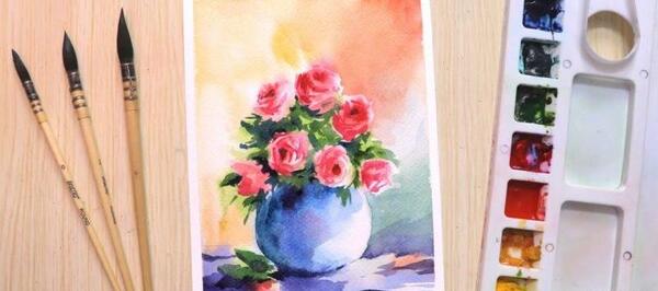 عکس گل و گلدان برای نقاشی