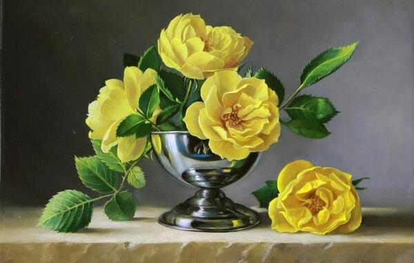 عکس گل و گلدان برای نقاشی