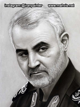 عکس سیاه قلم سردار قاسم سلیمانی