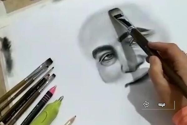 عکس سیاه قلم سردار قاسم سلیمانی