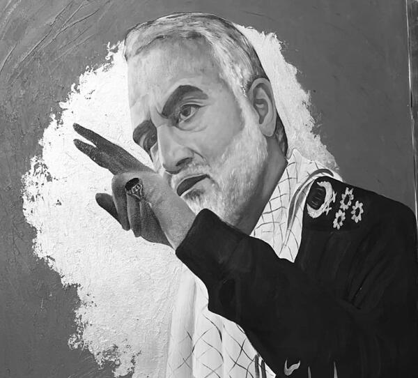 عکس سیاه قلم سردار قاسم سلیمانی