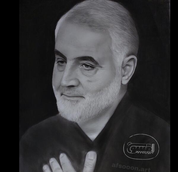 عکس سیاه قلم سردار قاسم سلیمانی