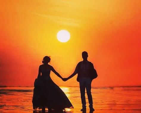 عکس غروب عاشقانه دو نفره