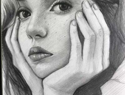 عکس طراحی چهره سیاه قلم حرفه ای
