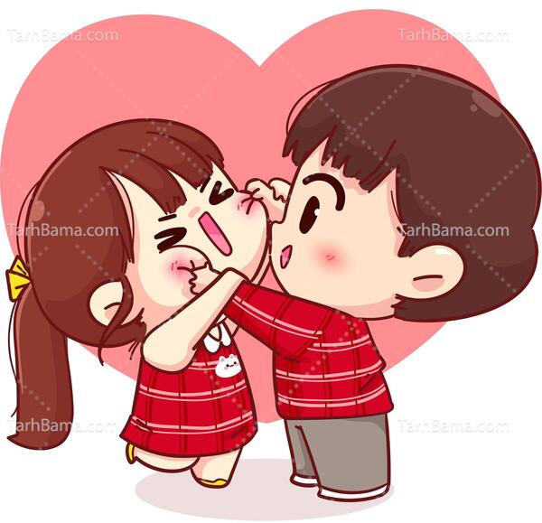 عکس کارتونی بوسه عاشقانه