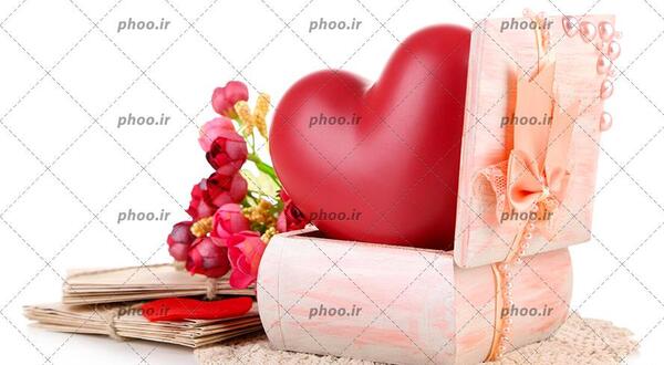 عکس عاشقانه گل و قلب قرمز