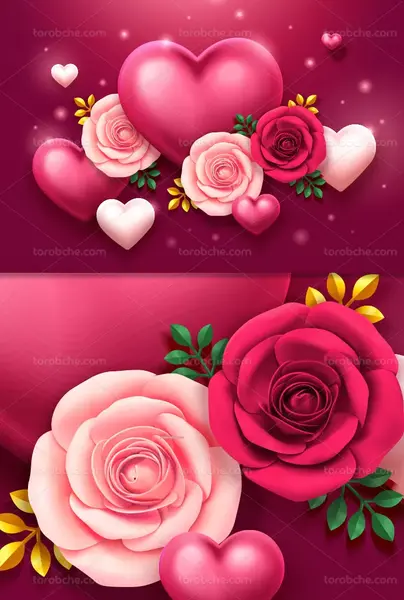 عکس عاشقانه گل و قلب قرمز