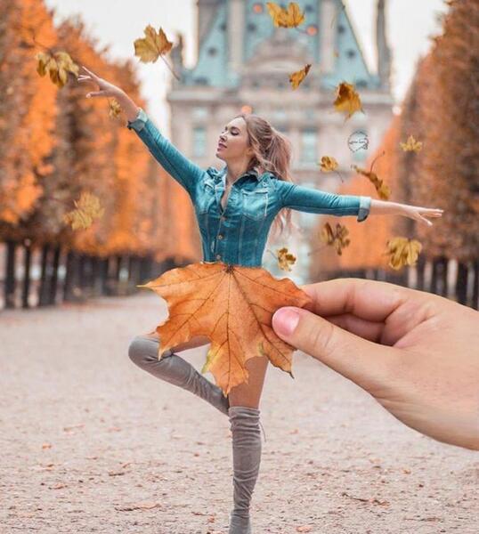 عکس ژست عکاسی در پاییزی