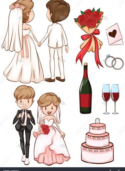 عکس نقاشی عروس و داماد ساده