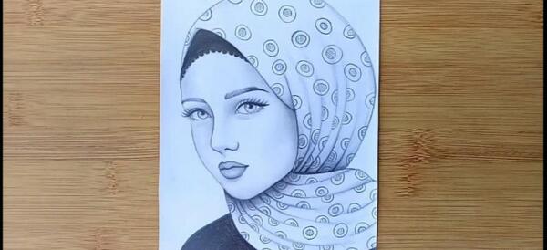 عکس نقاشی حجاب ساده