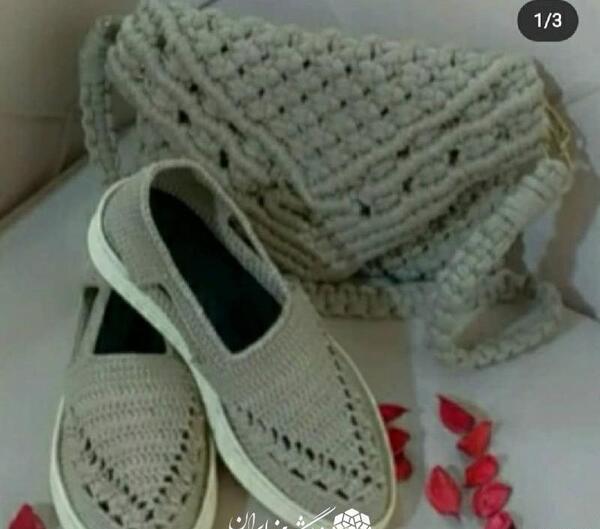 عکس دمپایی قلاب بافی