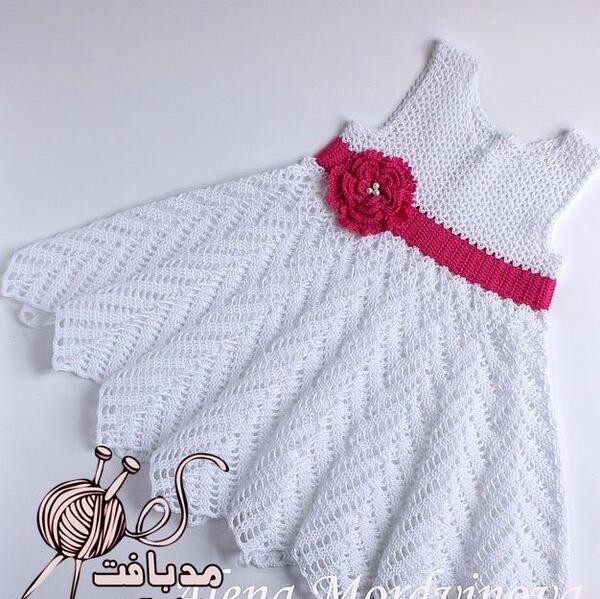 عکس مدل سارافون قلاب بافی بچه گانه