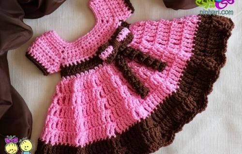 عکس مدل سارافون قلاب بافی بچه گانه