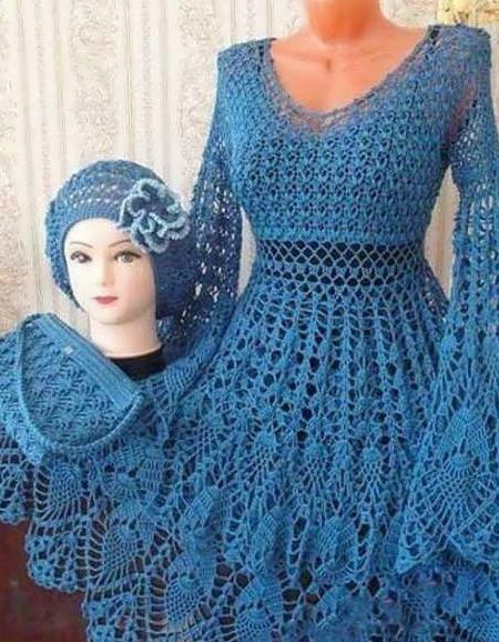 عکس مدل سارافون قلاب بافی بچه گانه