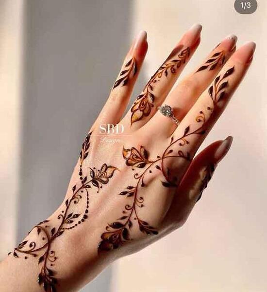 عکس حنا روی دست ساده