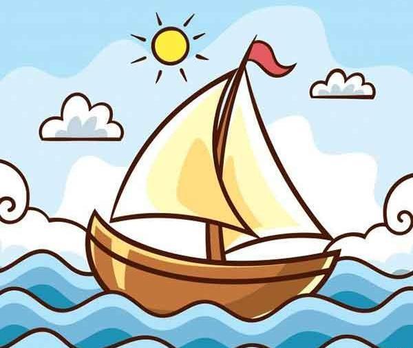 عکس قایق در دریا نقاشی
