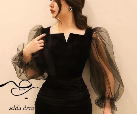 عکس لباس مجلسی ساده بلند مشکی