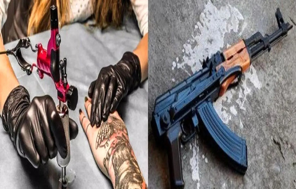 عکس تاتو تفنگ روی دست