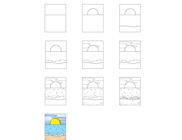 عکس دریا نقاشی کودکانه