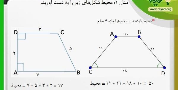 عکس مساحت ذوزنقه کلاس پنجم
