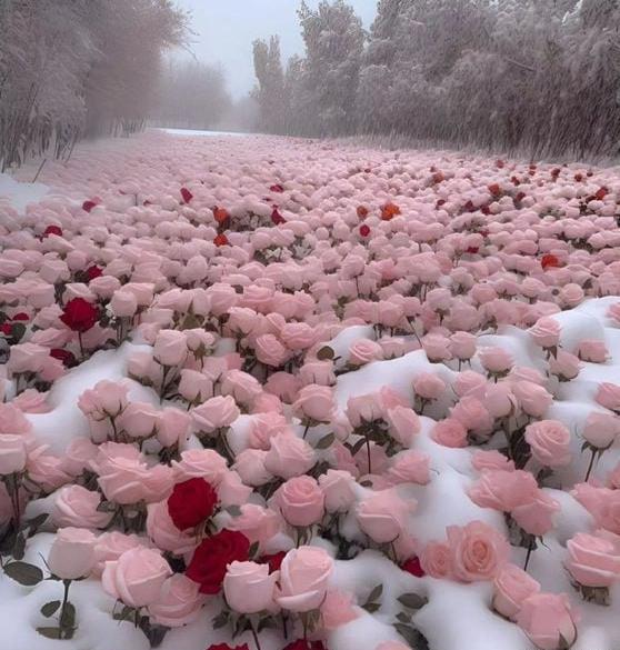 عکس برف روی گل