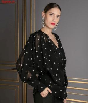 عکس لباس مجلسی کوتاه خال خالی
