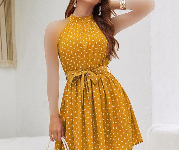 عکس لباس مجلسی کوتاه خال خالی