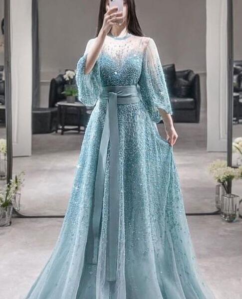 عکس لباس مجلسی بلند پوشیده دخترانه ۲۰۱۹