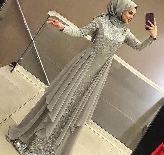 عکس لباس مجلسی بلند پوشیده دخترانه ۲۰۱۹