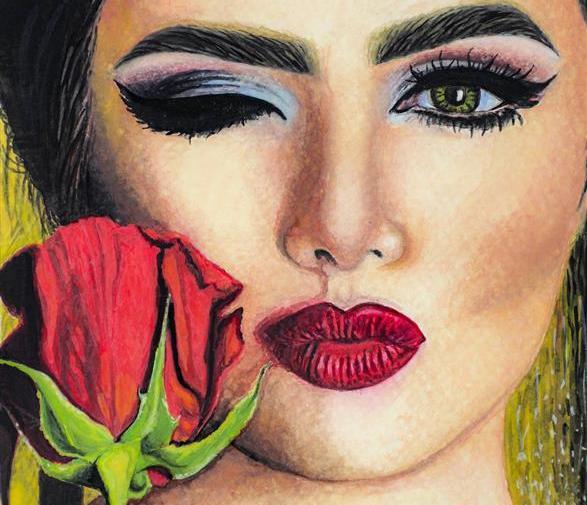 عکس نقاشی دخترانه گل رز