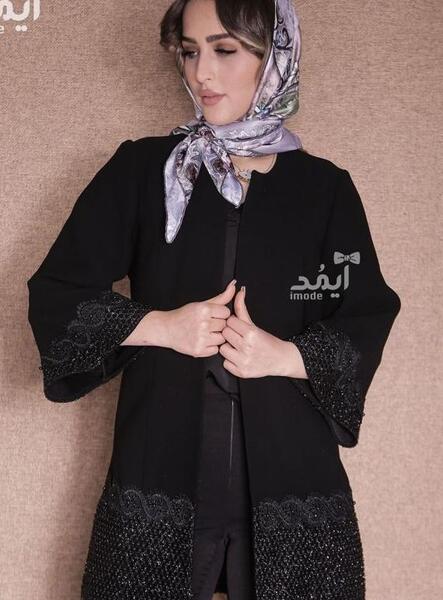 عکس مدل مانتو بلند حاشیه دار جدید