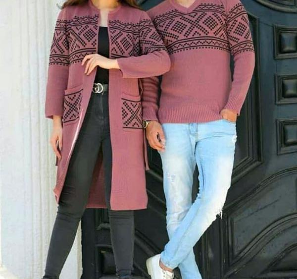 عکس ست پلیور مردانه و زنانه بافتنی