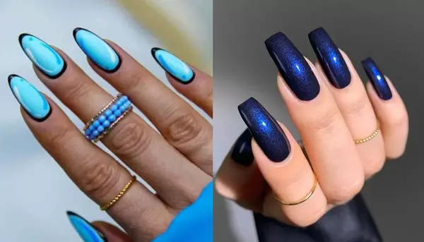 عکس کاشت ناخن ابی کمرنگ