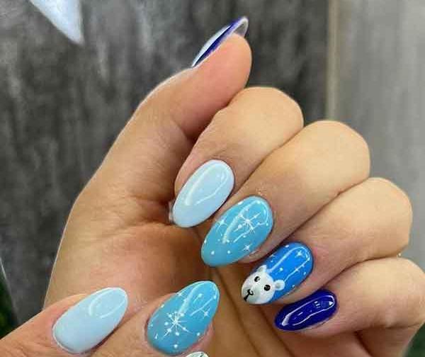 عکس کاشت ناخن ابی کمرنگ