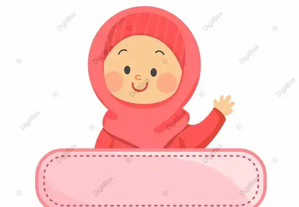 عکس نوشته کارتونی دختر با حجاب
