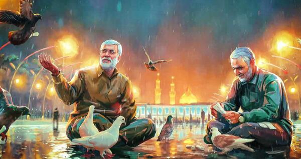 عکس قاسم سلیمانی در بین الحرمین