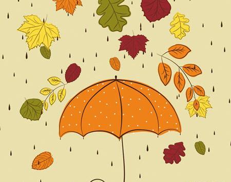 عکس چتر و برگ پاییزی