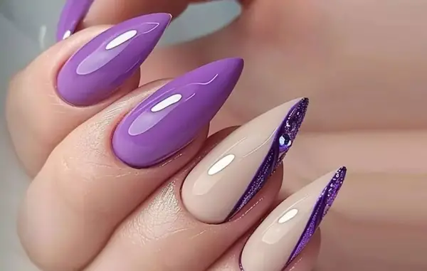 عکس طرح ناخن بنفش