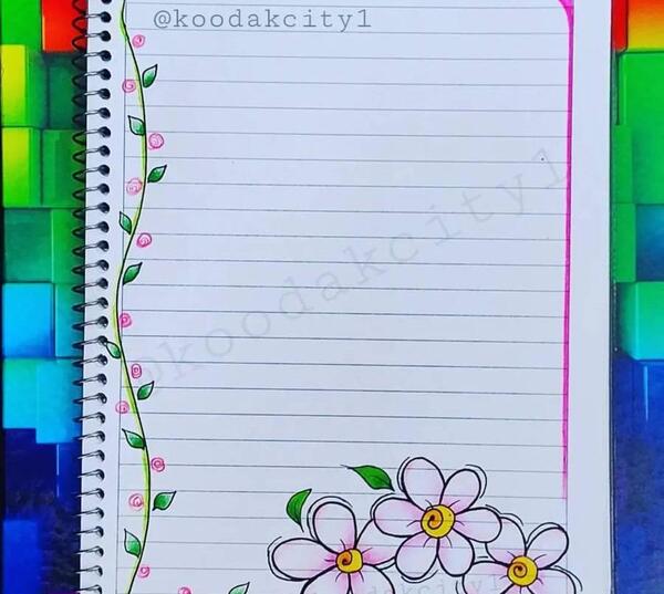 عکس نقاشی گل حاشیه دفتر