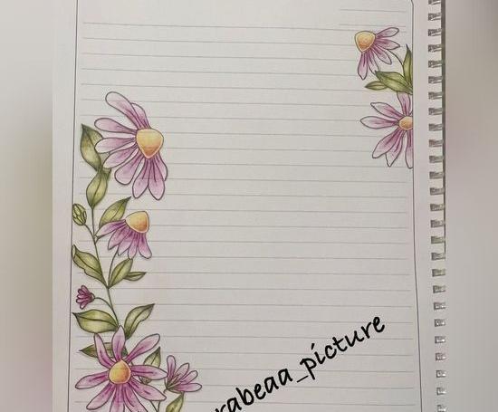 عکس نقاشی گل حاشیه دفتر
