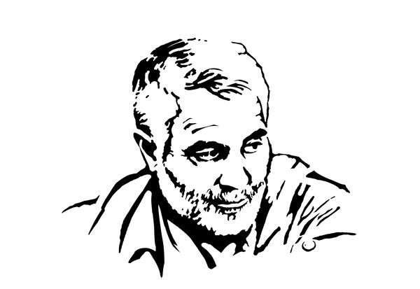 عکس شهید سلیمانی سیاه و سفید