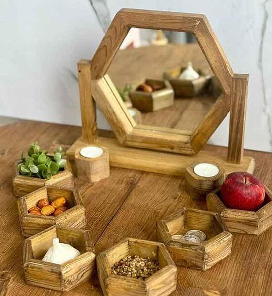 عکس ایده برای سفره هفت سین با چوب